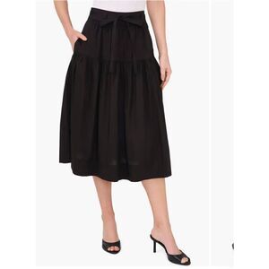 CeCe black tie-waist cotton blend skirt size 6